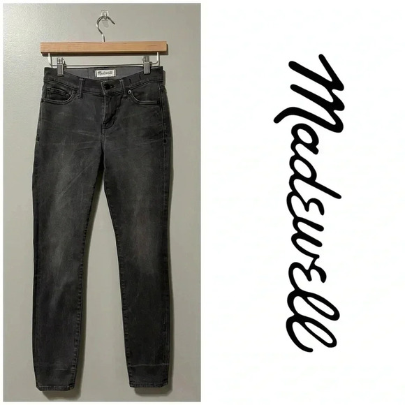 Madewell Skinny Mid Rise  Jeans Grey Faded Wash - Picture 1 of 17